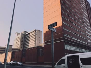 Low angle view of modern building against sky