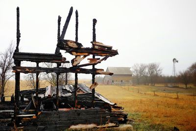 Old ruin on field