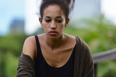 Close-up portrait of a young woman