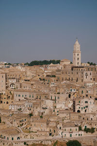 View over old town of matera, basilikata, south italy, during summertime. unesco world heritage
