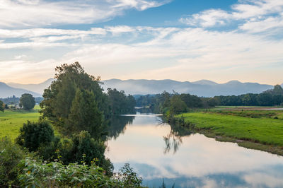 Scenic view of lake against sky