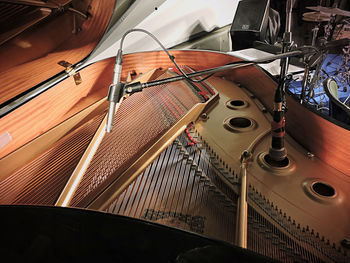 High angle view of piano keys