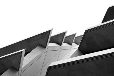 Low angle view of modern building against clear sky