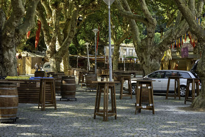Chairs and tables in park