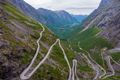 High angle view of mountain range