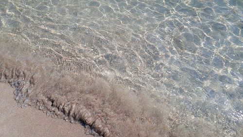 High angle view of waves on beach