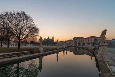 Prato della valle, square in the city of padua with the memmia island surrounded by a canal