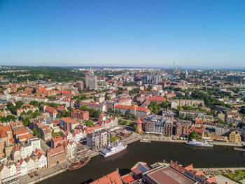 High angle view of townscape against sky