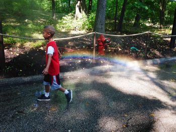 Boy playing in water