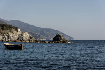 Scenic view of sea against clear sky