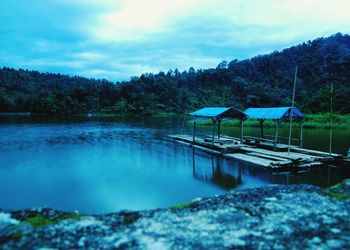 Scenic view of lake against sky