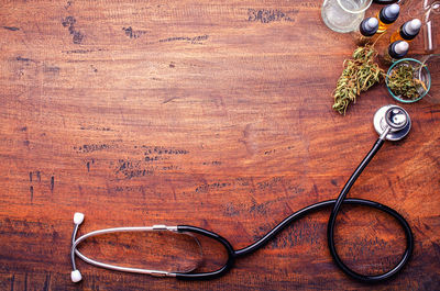 High angle view of eyeglasses on table