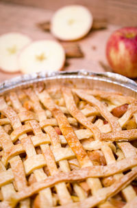 High angle view of dessert in basket