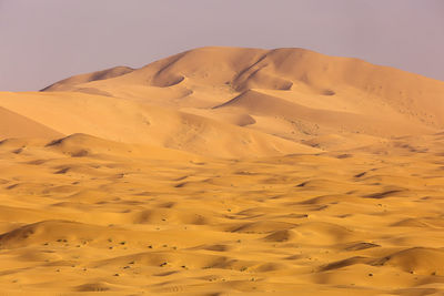 Sand dunes in desert against sky