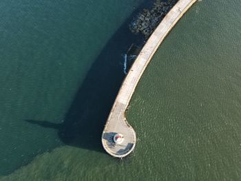 High angle view of ship in sea