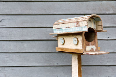 Close-up of wooden mailbox