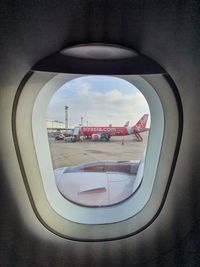 View of sky seen through airplane window