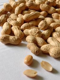 High angle view of peanuts on table