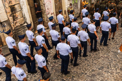 Group of military personnel from the armed forces parade in the civic parade of independence bahia