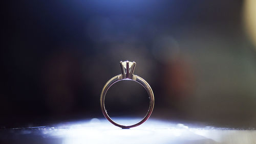 Close up of ring on table
