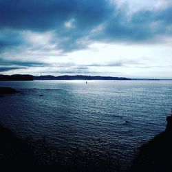 Scenic view of sea against cloudy sky