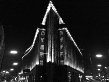 Low angle view of illuminated street light