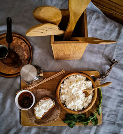 High angle view of spices on table