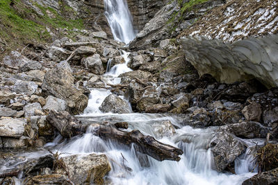 Long exposure of waterfall in forest