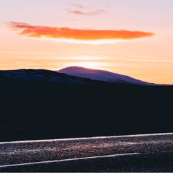 Scenic view of landscape against sky at sunset