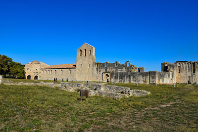 An unfinished medieval cathedral in venosa, ol town in the basilicata region, italy.