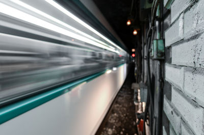 Blurred motion of train at night