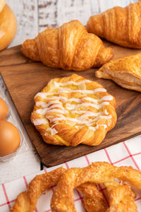 High angle view of bread on table