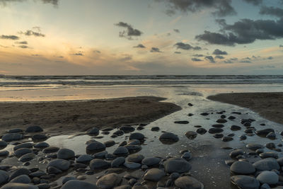 Beautiful sunset at westward ho in north devon 