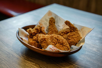 Close-up of food in plate on table