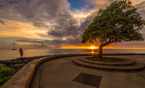 Scenic view of sea against sky during sunset