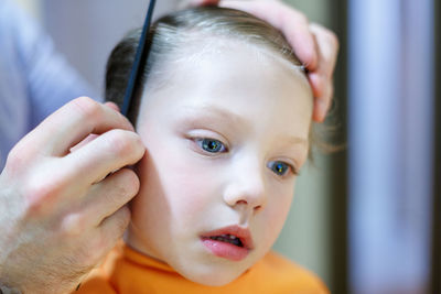 Close-up portrait of cute baby