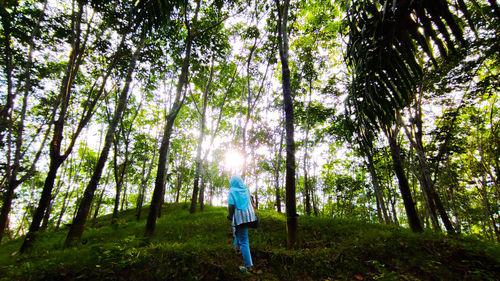 Full length of woman walking in forest