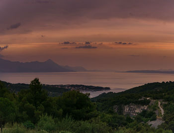 Scenic view of landscape against sky during sunset