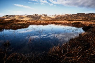 Reflection of clouds in lake