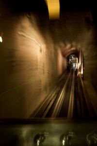 Blurred motion of train in tunnel