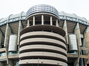 Low angle view of modern building against clear sky