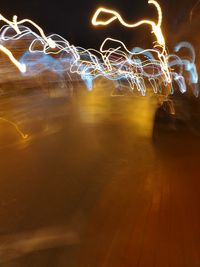 Close-up of light trails at night