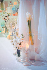 Decorations arranged on floor in wedding ceremony