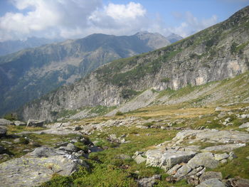 Scenic view of mountains against sky