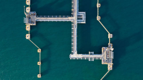 High angle view of ship in sea