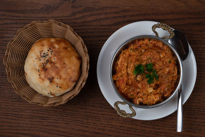 High angle view of food on table