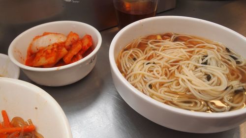 Close-up of noodles in bowl