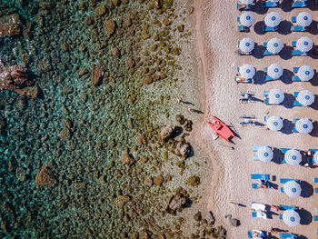 High angle view of rocks on beach