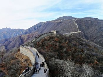 High angle view of mountain against sky