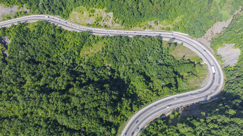 A highway in the mountains. mountain serpentine